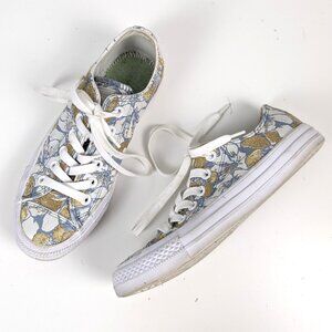 Converse | Pat Bo Blue Gold Floral Print Low Top Canvas Sneakers Size US 6.5
